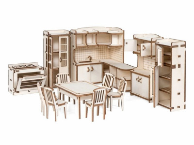 Деревянный конструктор Lemmo Набор мебели Кухня Венеция, 103 детали