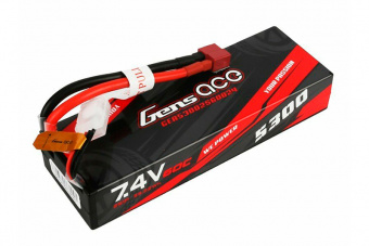 Аккумулятор Gens Ace 5300mAh 7.4V 60C 2S1P Lipo T-Plug
