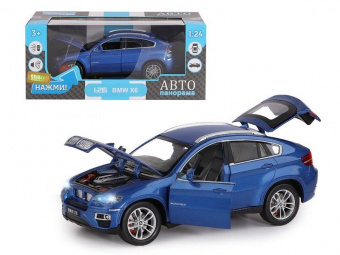 Машина ''АВТОПАНОРАМА'' BMW X6, синий, 1/26, звук, в/к 24,5*12,5*10,5 см
