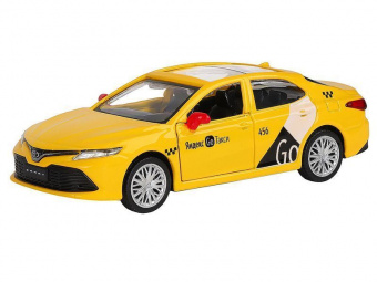 Машина АВТОПАНОРАМА Яндекс GO Toyota Camry, 1/43, желтый, инерция, откр. двери, 17,5*12,5*6,5 см