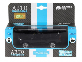 Машина ''АВТОПАНОРАМА'' Land Cruiser Prado, черный, 1/42, инерция, в/к 17,5*12,5*6,5 см