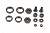 PLASTIC SHOCK COLLARS,14mm HEXES & SHOCK STAND OFF SET