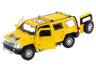 Машина ''АВТОПАНОРАМА'' Hummer H3, желтый, 1/32, свет, звук, инерция, в/к 17,5*13,5*9 см