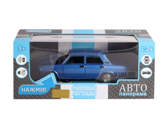 Машина ''АВТОПАНОРАМА'' ВАЗ 2107, 1/24, синий, инерция, в/к 24,5x12,5x10,5 см