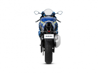 Мотоцикл АВТОПАНОРАМА SUZUKI GSR-R1000, 1/12, металл, синий, свободный ход колес