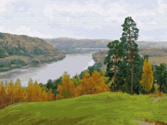Картина по номерам 40х50 Бузин. Осень на оке (28 цветов)