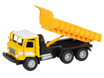 Машина АВТОПАНОРАМА Грузовик, 1/32, желтый, откр. двери, свет, звук, инерция, в/к 24*8*10 см