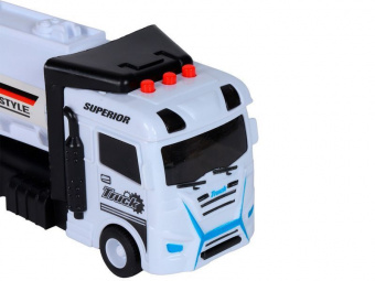 Машина AUTODRIVE Бензовоз фрикционный со светом и звуком, белый, в/к 35*6,5*12 см