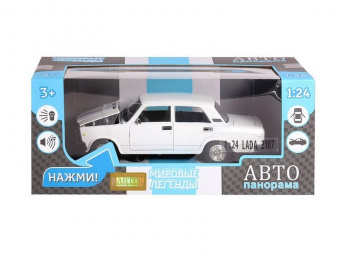 Машина ''АВТОПАНОРАМА'' ВАЗ 2107, 1/24, белый, инерция, в/к 24,5x12,5x10,5 см
