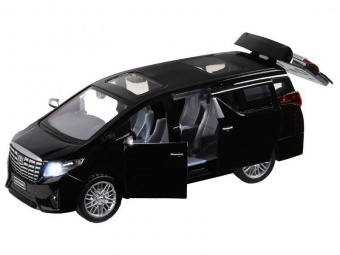 Машина АВТОПАНОРАМА Toyota Alphard, 1/29, черный, откр. двери, свет, звук, в/к 20*10*11 см