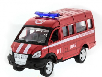 Машина АВТОПАНОРАМА инерц. ГАЗель(пожарная) 1/50, в/к 14,5*8*5,5 см