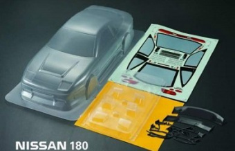 Кузов Nissan 180sx RPS13 1:10 не окрашенный с отражателями, спойлерами и комплектом стайлинга