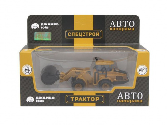 Машина ''АВТОПАНОРАМА'' ЭКСКАВАТОР КАТОК, желтый, инерция, в/к 20,5*7,5*9 см