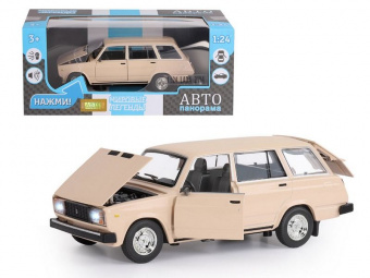 Машина АВТОПАНОРАМА ВАЗ 2104, бежевый, 1/24, инерция, в/к 24,5*12,5*10,5 см