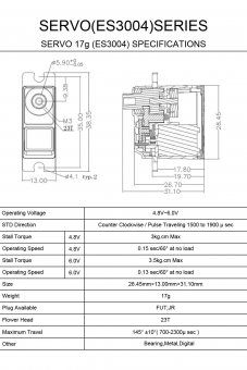 Рулевая машинка EMAX ES3004 17g (аналоговая)(3.5кг; 0,13с)