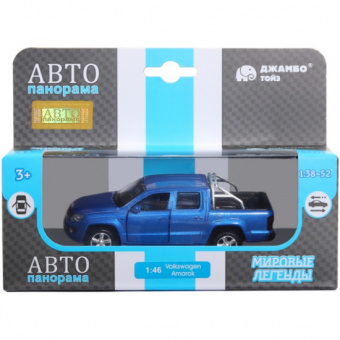 Машина АВТОПАНОРАМА Volkswagen Amarok, синий, 1/46, инерция, откр. двери, в/к 17,5*12,5*6,5 см