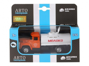Машина ''АВТОПАНОРАМА'' Молоко, 1:52, цвет оранжевый, инерция, в/к 16,1*6,1*7,6 см