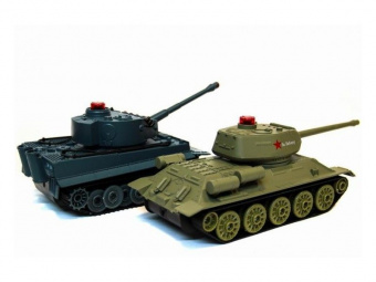 Танковый бой HuanQi Т-34 и Tiger 1:32 2.4G (два танка, з/у, акк)