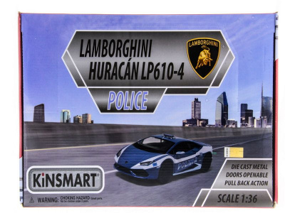Машина Kinsmart Lamborghini Huracan (Police) инерция (1/12шт.) 1:36 б/к