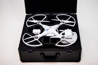 Кейс алюминиевый черный для квадрокоптера DJI Phantom 3 с защитой пропеллеров