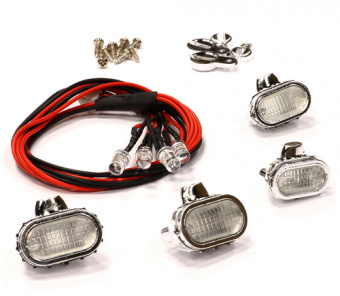 Realistic Roof Top Spot Light (4) LED Blue w/ Plastic Housing for 1/10, 1/8 & 1/5 Scale