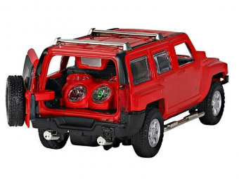 Машина ''АВТОПАНОРАМА'' Hummer H3, красный, 1/32, свет, звук, инерция, в/к 17,5*13,5*9 см