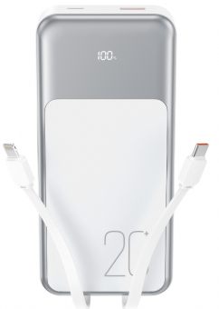 Быстрая зарядка (Lightning, TYPE-C) 20 000 мАч USB-C 20 Вт / USB-A 22,5Вт PR249 Белый