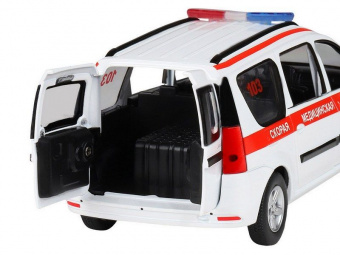 Машина ''АВТОПАНОРАМА'' LADA LARGUS Скорая помощь, 1/24, свет, звук, инерция, в/к 24,5*12,5*10,5 см