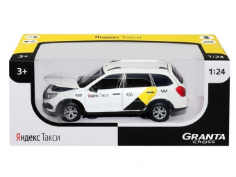 Машина ''АВТОПАНОРАМА'' Яндекс.Такси LADA GRANTA CROSS, белый, 1/24, свет, звук, в/к 24,5*12,5*10,5см