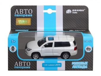 Машина ''АВТОПАНОРАМА'' Lexus LX570, белый, 1/43, инерция, в/к 17,5*12,5*6,5 см