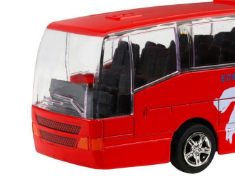 Автобус ''Автопанорама'', красный, 1/90, свет, звук, инерция, в/к 22*13,5*5,8 см