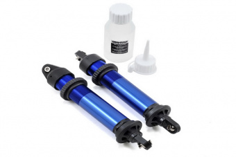 Shocks, GTX, aluminum, blue-anodized (fully assembled w/o springs) (2)
