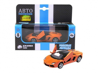 Машина АВТОПАНОРАМА Lamborghini Aventador LP700-4 Roadster, 1/43, оранжевый, инерция