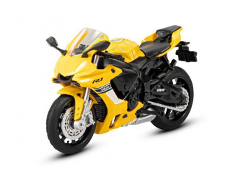 Мотоцикл АВТОПАНОРАМА YAMAHA YZF-R1, 1/18, металл, желтый, свободный ход колес