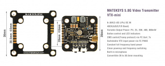 Видеопередатчик MATEKSYS 5.8Ghz VTX-mini, 8S 800mW