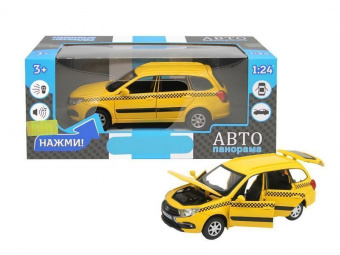 Машина ''АВТОПАНОРАМА'' LADA GRANTA CROSS ТАКСИ, желтый, 1/24, свет, звук, в/к 24,5*12,5*10,5 см