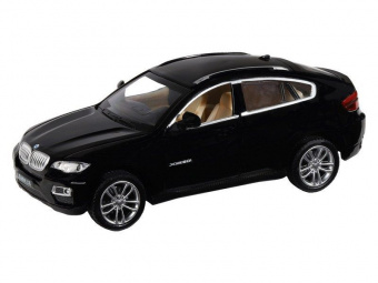 Машина АВТОПАНОРАМА BMW X6, черный, 1/32, свет, звук, инерция, в/к 17,5*13,5*9 см