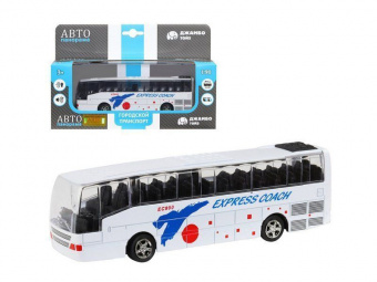 Автобус ''Автопанорама'', белый, 1/90, свет, звук, инерция, в/к 22*13,5*5,8 см