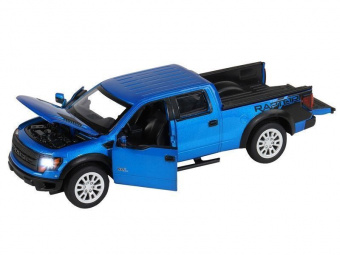 Машина ''АВТОПАНОРАМА'' Ford F-150 SVT Raptor, синий, 1/34, свет, звук, инерция, в/к 20*10*11 см