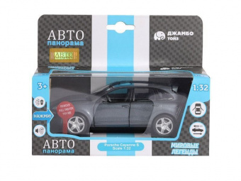Машина ''АВТОПАНОРАМА'' Porsche Cayenne S, серый, 1/32, свет, звук, инерция, в/к 17,5*13,5*9 см