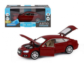 Машина ''АВТОПАНОРАМА'' Audi A7, красный, 1/24, свет, звук, в/к 24,5*12,5*10,5 см
