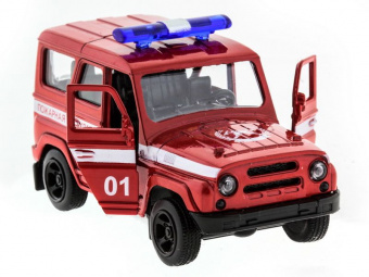 Машина ''АВТОПАНОРАМА'' инерц. УАЗ-469 (пожарная) 1/50, в/к 12*7*5,5 см