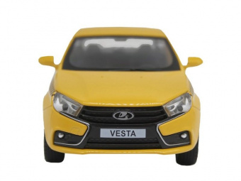 Машина ''АВТОПАНОРАМА'' LADA VESTA ТАКСИ желтый, 1/24, свет, звук, инерция, в/к 24,5*12,5*10,5 см