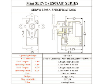 Рулевая машинка EMAX ES08A II 8.5g (аналоговая) (1.8кг; 0,10с)