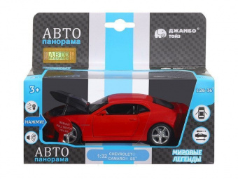 Машина ''АВТОПАНОРАМА'' Chevrolet Camaro SS, красный, 1/32, свет, звук, инерция, в/к 17,5*13,5*9 см