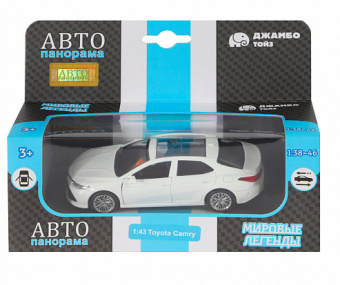 Машина АВТОПАНОРАМА Toyota Camry, белый, 1/43, откр. двери, инерция, в/к 17,5*12,5*6,5 см