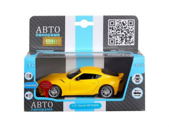 Машина АВТОПАНОРАМА Toyota Supra [US], 1/31, желтый, откр. двери, свет, звук, в/к 18*9*13,5 см