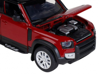 Машина АВТОПАНОРАМА Land Rover Defender 110, 1/32, красный, свет, звук, в/к 17,5*13,5*9 см