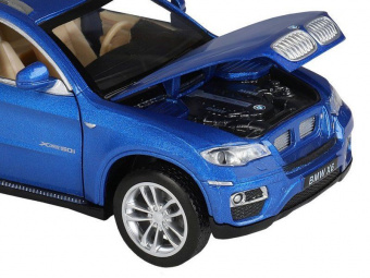Машина АВТОПАНОРАМА BMW X6, синий, 1/32, свет, звук, инерция, в/к 17,5*13,5*9 см