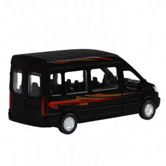 Машина АВТОПАНОРАМА Ford Transit, черный, 1/52, инерция, откр. двери, в/к 17,5*12,5*6,5 см